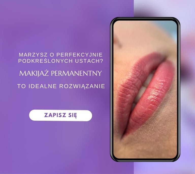 Makijaż permanentny ust — zbliżenie na efekt zabiegu, KD Beauty Zielona Góra